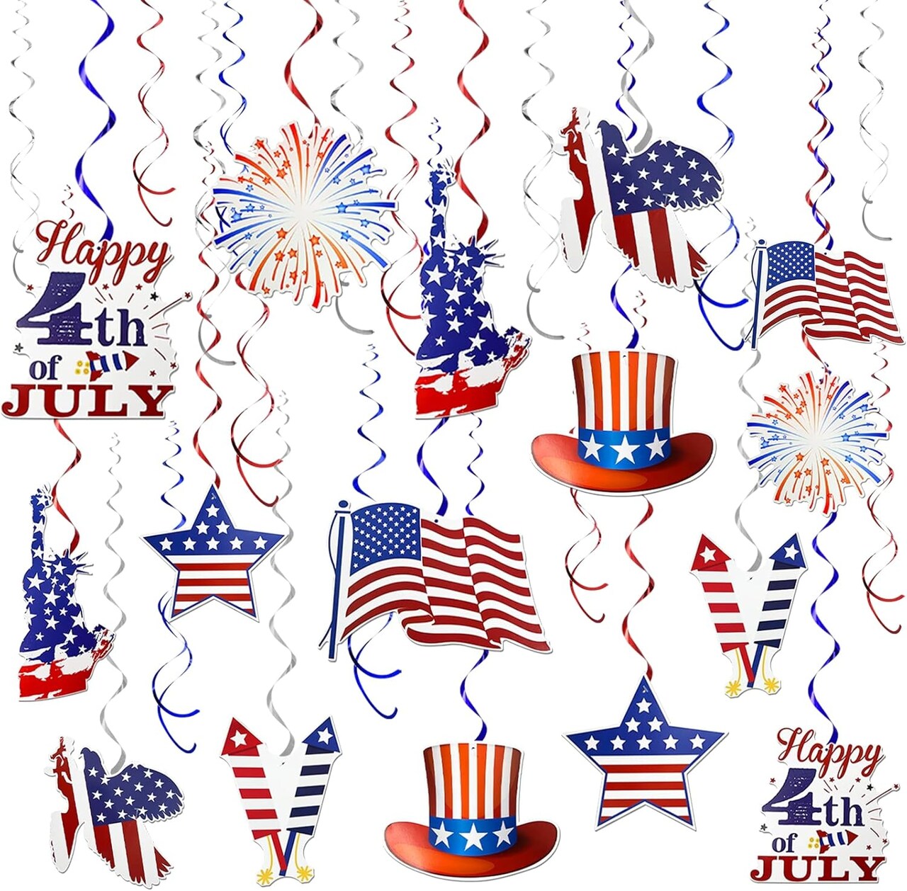 30 Pcs 4th of July Decorations Fourth of July Party Supplies (Red,White,Blue)